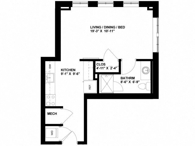 Butler Studio highpoint, columbus commons, downtown columbus, downtown apartments